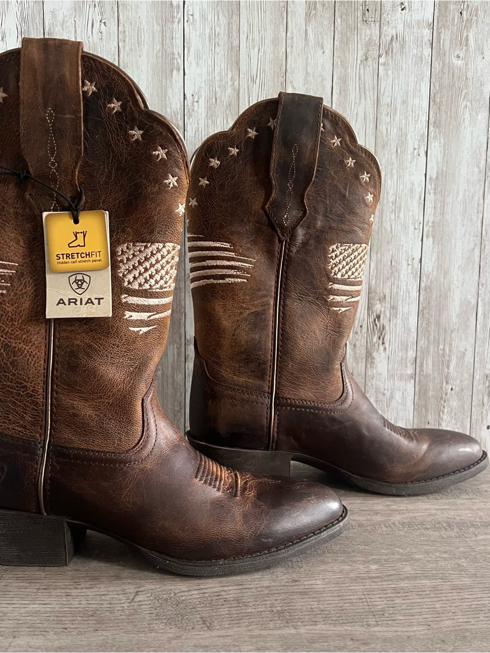 Heritage R Toe Liberty StretchFit Western Boot Patriotic American Flag NEW WMN 6